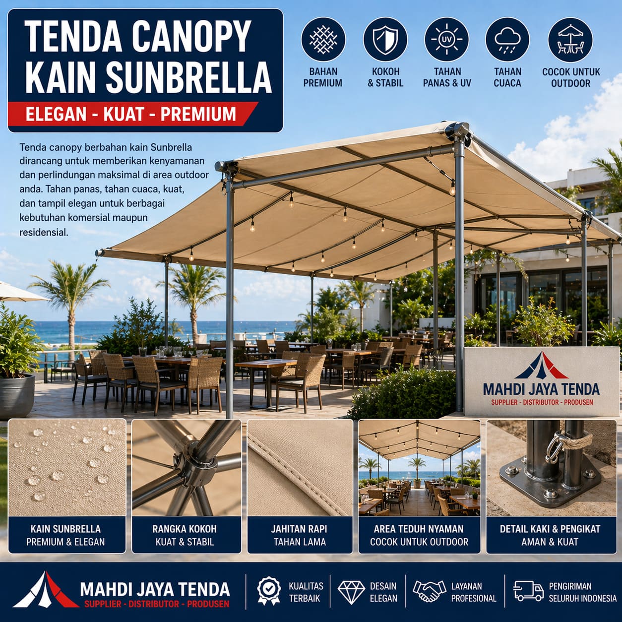 Distributor Supplier Produsen Tenda Canopy Kain Sunbrella