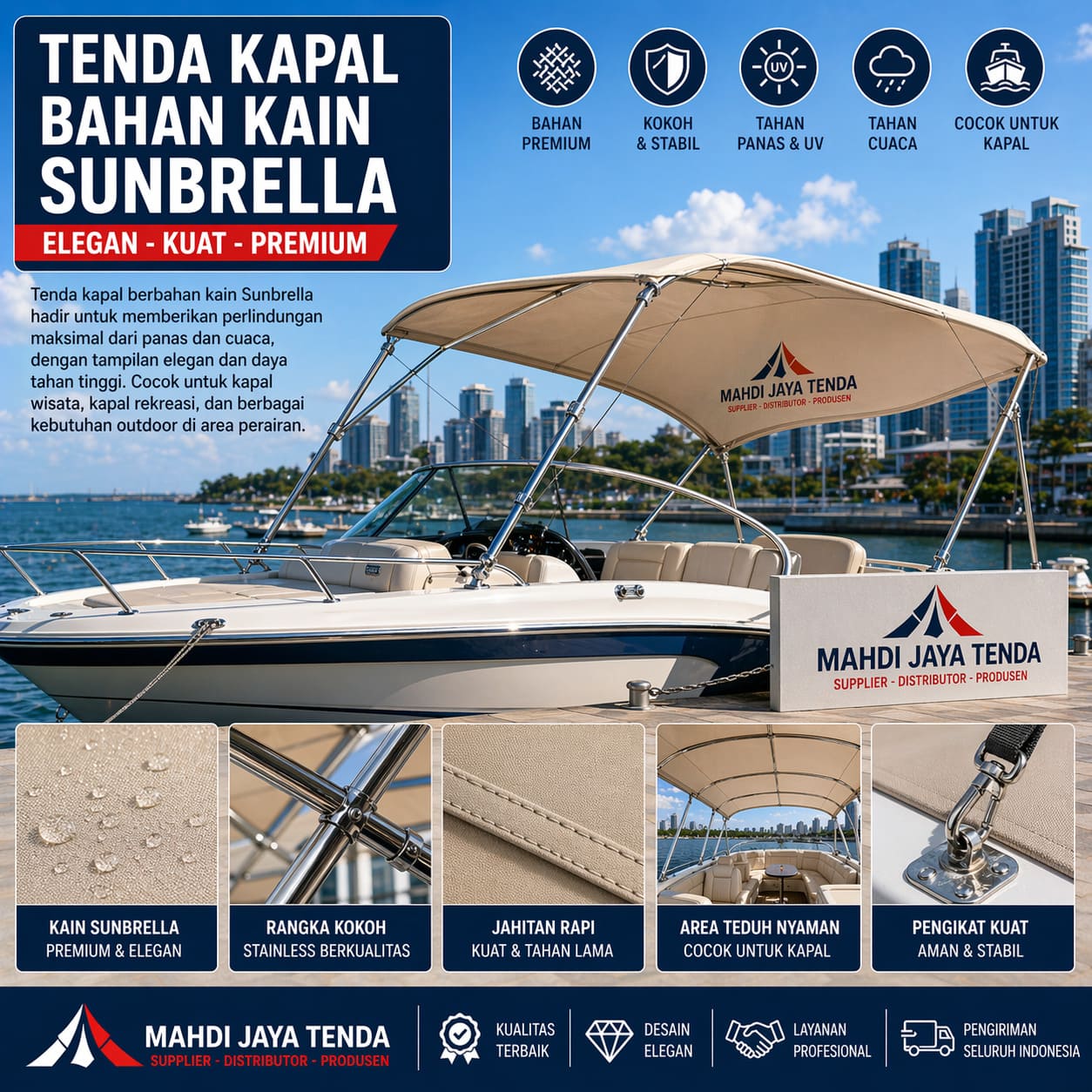 Distributor Supplier Produsen Tenda Kapal Bahan Kain Sunbrella